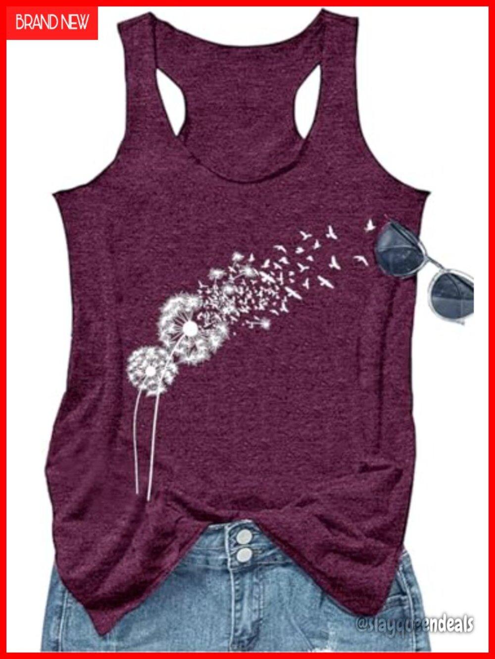 Women's Boho Floral Racerback Tank Top Sleeveless Graphic Summer Cami